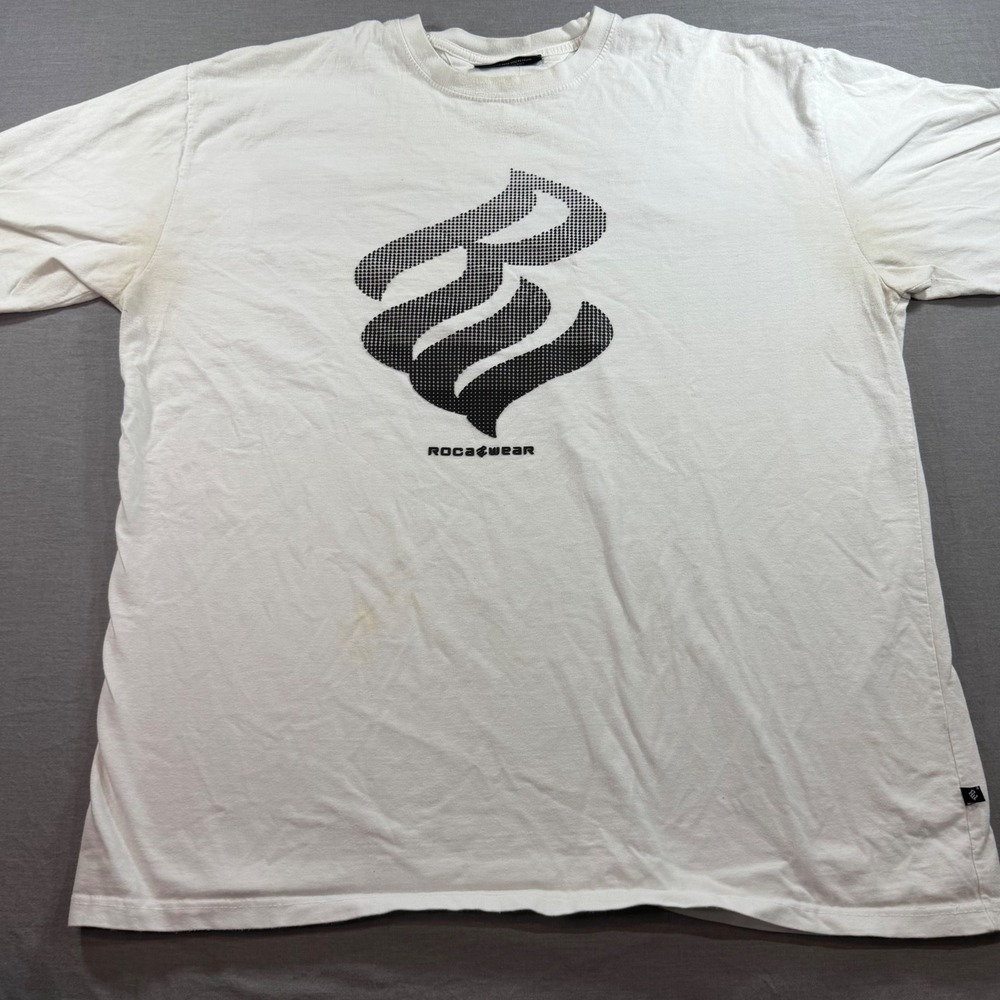 Rocawear Graphic T-Shirt Mens XL White Fair Vintage Logo Streetwear Tee